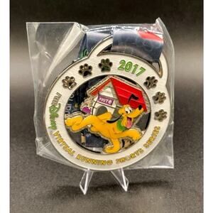 Four 2017 Disney Virtual Running Shorts 5k Run Medals w/ Ribbons Pluto